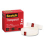 Scotch Transparent Tape, 1" Core, 0.5" x 36 yds, Crystal Clear, 2/Pack