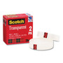 Scotch Transparent Tape, 1" Core, 0.5" x 36 yds, Crystal Clear, 2/Pack