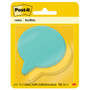 Post-it Die-Cut Notes - 150 x Assorted - 3" Flag/Note Width x 3" Flag/Note Length - Thought Bubble - 75 Sheets per Pad - Blue, Green