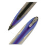 uniball AIR Porous Gel Pen, Stick, Medium 0.7 mm, Blue Ink, Black/Blue Barrel, 3/Pack