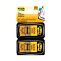Post-it Flags Arrow Message 1" Page Flags, "Sign Here", Yellow, 50 Flags/Dispenser, 2 Dispensers/Pack