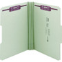 Smead Recycled Pressboard Fastener Folders, 1/3-Cut Tabs, Two SafeSHIELD Fasteners, 3" Expansion, Legal Size, Gray-Green, 25/Box
