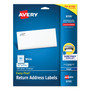 Avery Easy Peel White Address Labels w/ Sure Feed Technology, Inkjet Printers, 0.66 x 1.75, White, 60/Sheet, 25 Sheets/Pack