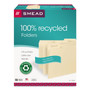 Smead 100% Recycled Manila Top Tab File Folders, 1/3-Cut Tabs: Assorted, Letter Size, 0.75" Expansion, Manila, 100/Box