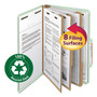 Smead Recycled Pressboard Classification Folders, 3" Expansion, 3 Dividers, 8 Fasteners, Legal Size, Gray-Green, 10/Box