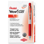 Pentel WOW! Gel Pen, Retractable, Medium 0.7 mm, Red Ink, Clear/Red Barrel, Dozen