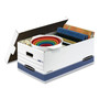 Bankers Box STOR/FILE Medium-Duty Storage Boxes, Legal Files, 15.88" x 25.38" x 10.25", White/Blue, 12/Carton