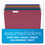 Pendaflex Earthwise by Pendaflex EZ Slide 100% Recycled Colored Hanging File Folders, Letter Size, 1/5-Cut Tabs, Assorted Colors, 20/BX