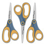 Westcott Non-Stick Titanium Bonded Scissors, 8" Long, 3.25" Cut Length, Straight Gray/Yellow Handle, 3/Pack