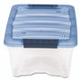 IRIS Stack and Pull Latching Flat Lid Storage Box, 3.23 gal, 10.9" x 16.5" x 6.5", Clear/Translucent Blue