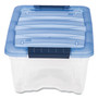 IRIS Stack and Pull Latching Flat Lid Storage Box, 3.23 gal, 10.9" x 16.5" x 6.5", Clear/Translucent Blue View Product Image