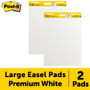 Post-it Easel Pads Super Sticky Vertical-Orientation Self-Stick Easel Pads, Unruled, 25 x 30, White, 30 Sheets, 2/Carton
