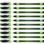 Schneider Xpress Fineliner Porous Point Pen, Stick, Medium 0.8 mm, Black Ink, Black/Green Barrel, 10/Box