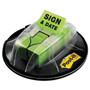 Post-it Flags Page Flags in Dispenser, "Sign and Date", Bright Green, 200 Flags/Dispenser