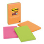 Post-it Notes Super Sticky Pads in Energy Boost Collection Colors, Note Ruled, 4" x 6", 90 Sheets/Pad, 3 Pads/Pack