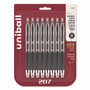 uniball Signo 207 Gel Pen, Retractable, Medium 0.7 mm, Black Ink, Clear/Black Barrel, 8/Pack