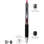uniball Signo 207 Gel Pen, Retractable, Fine 0.5 mm, Red Ink, Smoke/Black/Red Barrel, Dozen