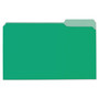 Universal Deluxe Colored Top Tab File Folders, 1/3-Cut Tabs: Assorted, Legal Size, Bright Green/Light Green, 100/Box