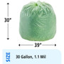 Stout by Envision EcoSafe-6400 Bags, 30 gal, 1.1 mil, 30" x 39", Green, 48/Box