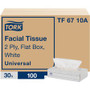 TORK Universal Facial Tissue Flat Box - 2 Ply - 7.90" Width x 8.20" Length - White - Paper - 100/Box