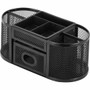 Lorell Mesh Desktop Organizer - Desktop - Compact, Sturdy, Removable Compartment - Black - Steel, Mesh, Plastic