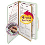 Smead Pressboard Classification Folders, Four SafeSHIELD Fasteners, 2/5-Cut Tabs, 1 Divider, Legal Size, Gray-Green, 10/Box