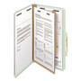 Smead Pressboard Classification Folders, Four SafeSHIELD Fasteners, 2/5-Cut Tabs, 1 Divider, Legal Size, Gray-Green, 10/Box