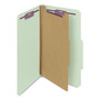 Smead Pressboard Classification Folders, Four SafeSHIELD Fasteners, 2/5-Cut Tabs, 1 Divider, Legal Size, Gray-Green, 10/Box