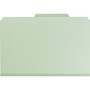 Smead Pressboard Classification Folders, Four SafeSHIELD Fasteners, 2/5-Cut Tabs, 1 Divider, Legal Size, Gray-Green, 10/Box
