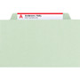 Smead Pressboard Classification Folders, Four SafeSHIELD Fasteners, 2/5-Cut Tabs, 1 Divider, Legal Size, Gray-Green, 10/Box