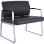Lorell Healthcare Reception Big & Tall Sled Base Guest Chair - Silver Frame Color - Powder Coated Steel Frame Material - Sled Base - Black - Vinyl