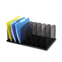 Safco Onyx Mesh Desk Organizer with Upright Sections, 8 Sections, Letter to Legal Size Files, 19.5" x 11.5" x 8.25", Black