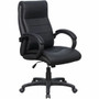 Lorell Deluxe High-back Office Chair - Leather Seat Material - Leather Back Material - High Back - 5-star Base - Black