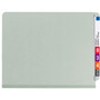 Smead End Tab Pressboard Classification Folders, Six SafeSHIELD Fasteners, 2" Expansion, 2 Dividers, Letter Size, Gray-Green, 10/BX