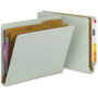 Smead End Tab Pressboard Classification Folders, Six SafeSHIELD Fasteners, 2" Expansion, 2 Dividers, Letter Size, Gray-Green, 10/BX