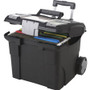 Storex Premium File Cart - Telescopic Handle - Steel, Plastic - 15" Length x 16.37" Width x 17" Depth - Black