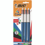 BIC 4-Color Ballpoint Pen, Retractable, Medium 1 mm, Black/Blue/Green/Red Ink Colors, Randomly Assorted Barrel Colors, 3/PK