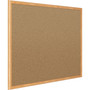 Mead Economy Cork Board with Oak Frame, 48" x 36", Tan Surface, Oak Finished Fiberboard (MDF) Frame