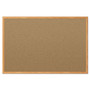 Mead Economy Cork Board with Oak Frame, 48" x 36", Tan Surface, Oak Finished Fiberboard (MDF) Frame