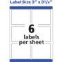 Avery Vibrant Laser Color-Print Labels w/ Sure Feed, 3 x 3.75, White, 150/PK (AVE6874) View Product Image