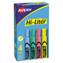 Avery HI-LITER Desk-Style Highlighters, Assorted Ink Colors, Chisel Tip, Assorted Barrel Colors, 4/Set AVE17752