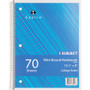Sparco Wirebound Notebook - 70 Sheets - Wire Bound - College Ruled Front Ruling - Unruled Margin - 16 lb Basis Weight