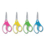 Westcott Soft Handle Kids Scissors, Pointed Tip, 5" Long, 1.75" Cut Length, Straight Assorted Color Handles, 12/Pack