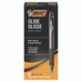 BIC GLIDE Bold Ballpoint Pen, Retractable, Bold 1.6 mm, Black Ink, Smoke Barrel, Dozen