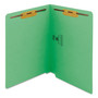 Smead Heavyweight Colored End Tab Fastener Folders, 0.75" Expansion, 2 Fasteners, Letter Size, Green Exterior, 50/Box