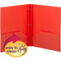 Smead Poly Two-Pocket Folder with Fasteners, 180-Sheet Capacity, 11 x 8.5, Red, 25/Box