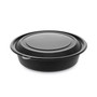 Pactiv Evergreen EarthChoice MealMaster Container with Lid, 32 oz, 8" Diameter x 2.12" h, Black/Clear, Plastic, 250/Carton