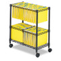 Safco Two-Tier Rolling File Cart, Metal, 3 Bins, 25.75" x 14" x 29.75", Black (SAF5278BL) View Product Image