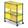 Safco Two-Tier Rolling File Cart, Metal, 3 Bins, 25.75" x 14" x 29.75", Black