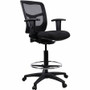 Lorell Ratchet Back Mesh Mid-Back Stool - Black Seat Color - Fabric Seat Material - Black Back Color - Mesh Back Material - 5-star Base